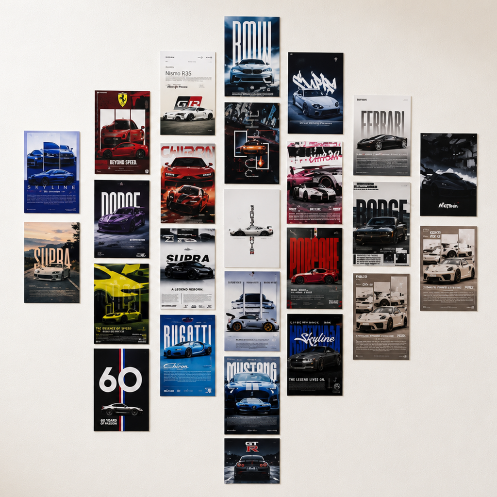 Aesthetic Car Wall Collage Kit – 24 Premium Posters (4×6 Inch)