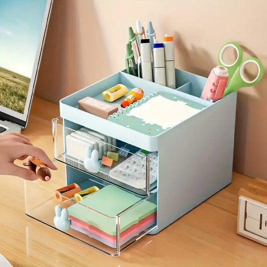 Rabbit handle clear desk organizer