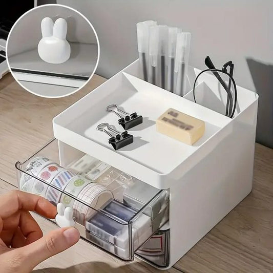 Rabbit handle clear desk organizer