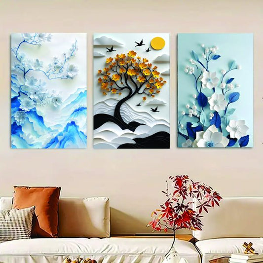 Flower Tree Wooden Frames Set of 3
